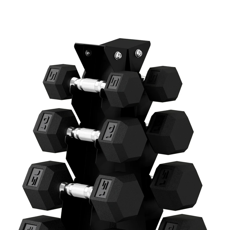 Soozier Hex Dumbbell Weight Set with Vertical Rack, 150lbs Rubber-Coated Dumbbells with Non-Slip Handles