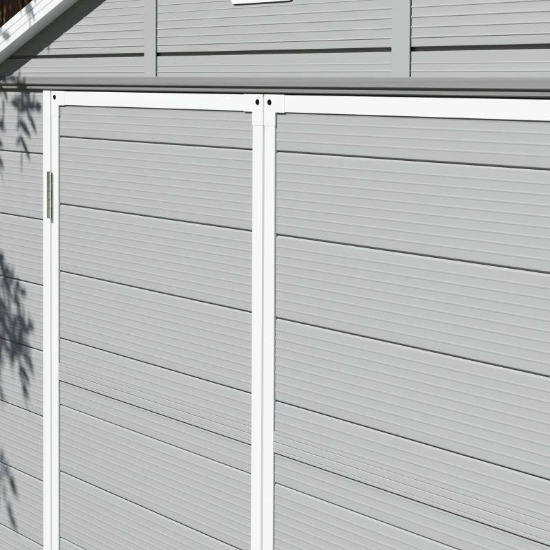 Outsunny 8' x 6' Plastic Garden Storage Shed with Latch Door, Vents, Sloped Roof, Light Grey