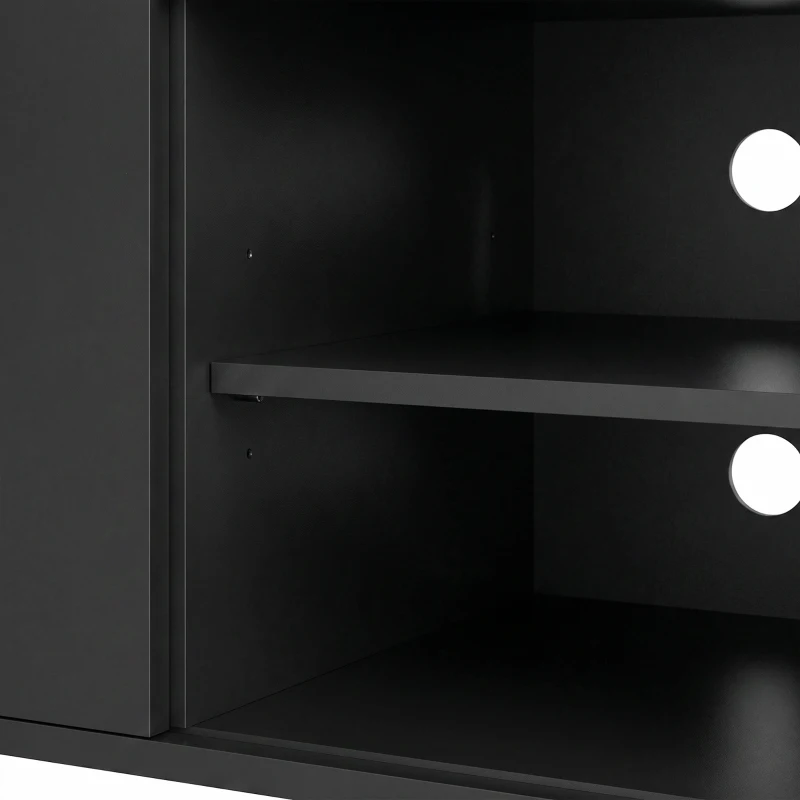HOMCOM TV Stand for TVs up to 60 Inch, Modern Entertainment Center with LED Lights and Power Outlets, High Gloss Black