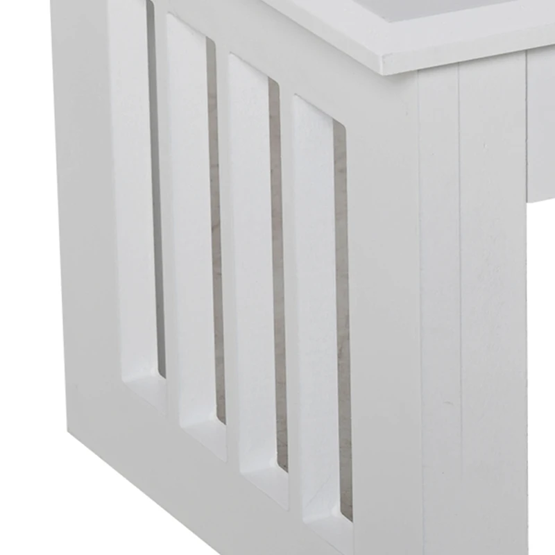 PawHut Deluxe Double Pet Dog Bowl Feeding Station Wooden Stand Pet Feeder Elevated Base Twin Bowls Stainless Steel, White