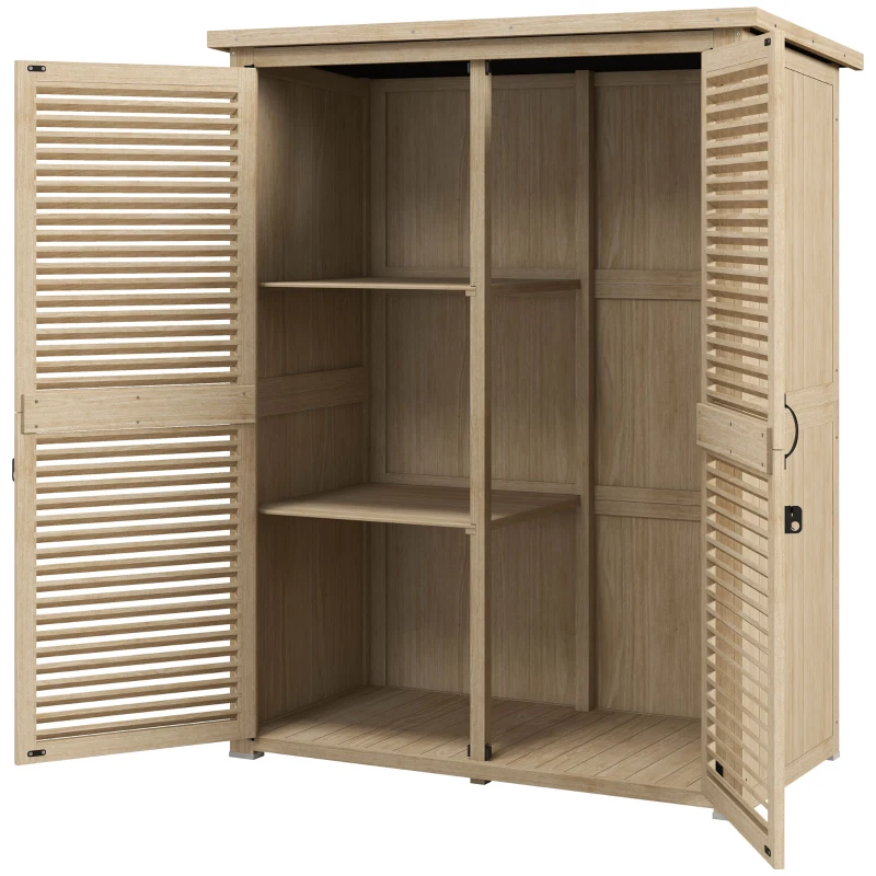 Outsunny 50" x 26" x 66" Wooden Garden Shed, Outdoor Storage Shed with Waterproof Asphalt Roof, Shelves, Natural