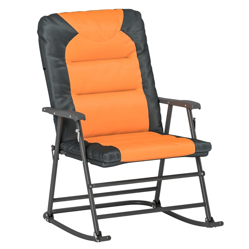 Outsunny 3-Piece Outdoor Foldable Rocking Chair Set, Orange