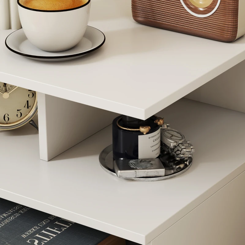 HOMCOM Floating Nightstand Set of 2, Wall Mounted Bedside Table with with Power Outlets, Drawer and Shelf, White