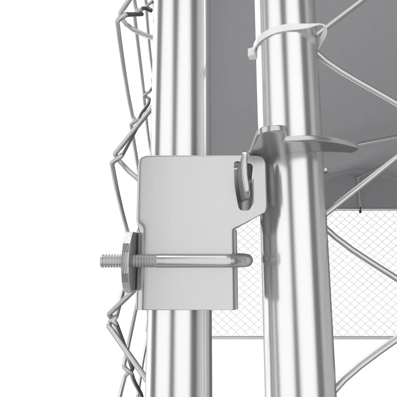 PawHut 13.1' x 13.1' x 6.6' Outdoor Dog Kennel Heavy Duty Galvanized Steel Chain Link with UV-resistant Roof, Silver