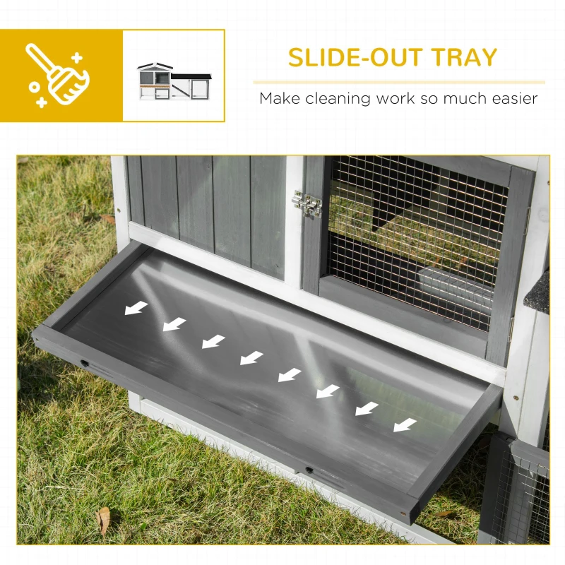 PawHut 69"L Wooden Rabbit Hutch Pet Playpen Bunny House Enclosure with Run Box, Slide-out Tray, Ramp, White