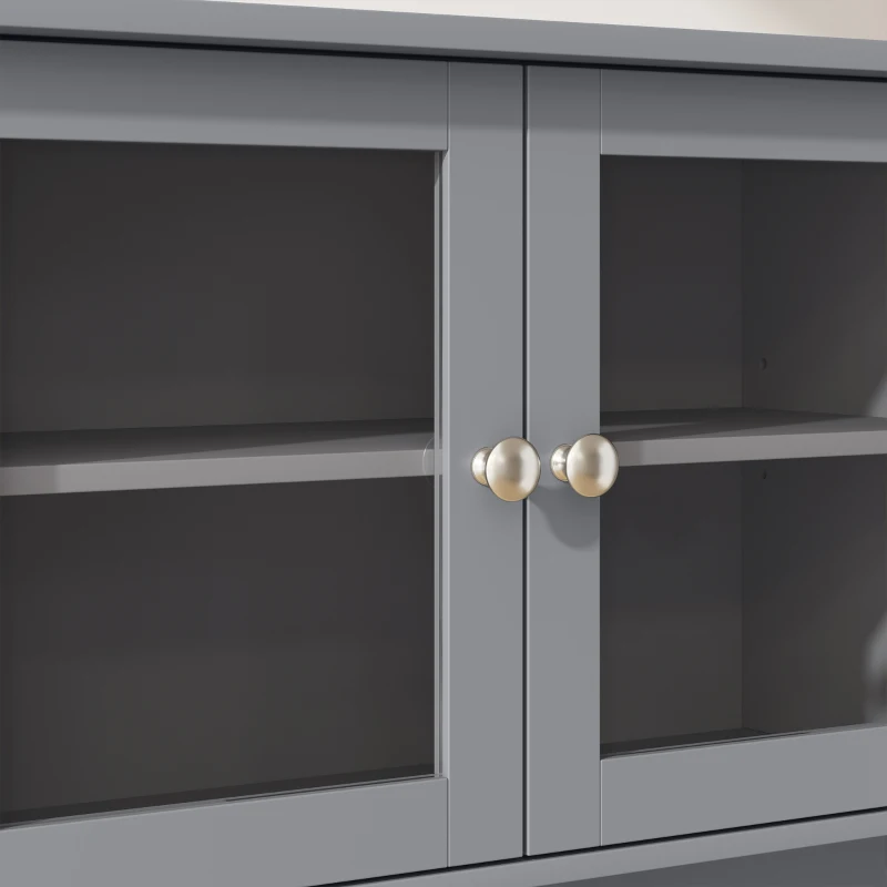 HOMCOM Kitchen Cabinet with Charging Station, 2 Tilt Out Cabinets, Microwave Stand, Freestanding Kitchen Pantry Cabinet, Grey