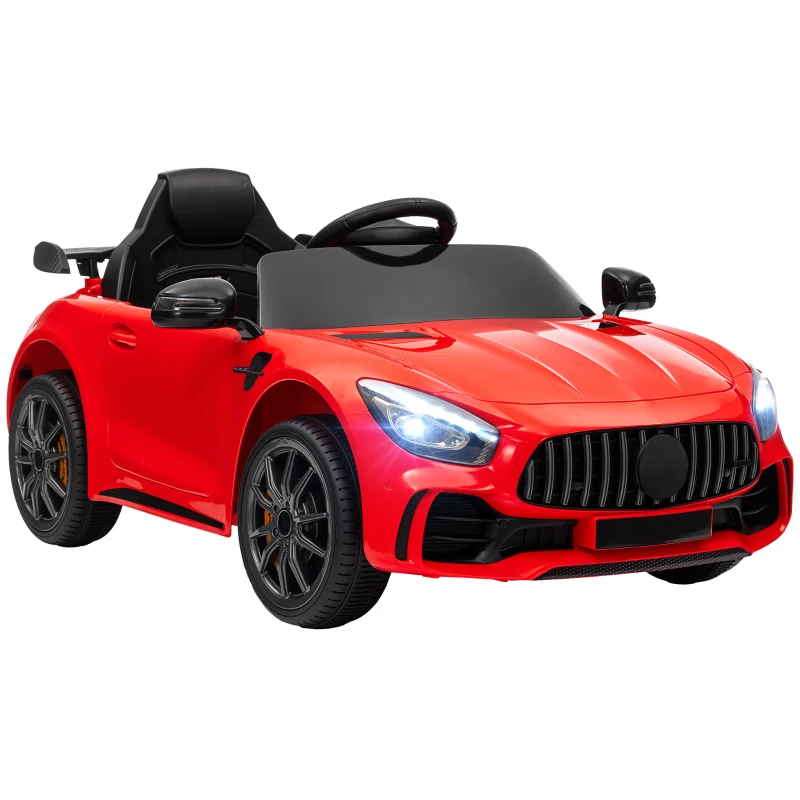 Qaba Mercedes-Benz AMG GTR Licensed 12V Battery Powered Kids Electric Car w/ Remote, Soft Start, Lights, Music Horn, Red