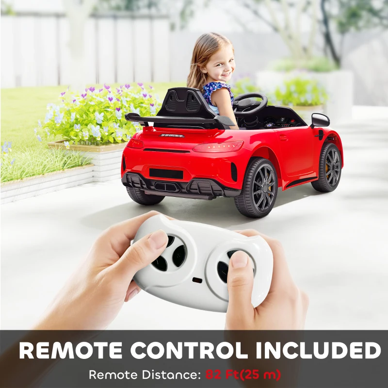 Qaba Mercedes-Benz AMG GTR Licensed 12V Battery Powered Kids Electric Car w/ Remote, Soft Start, Lights, Music Horn, Red