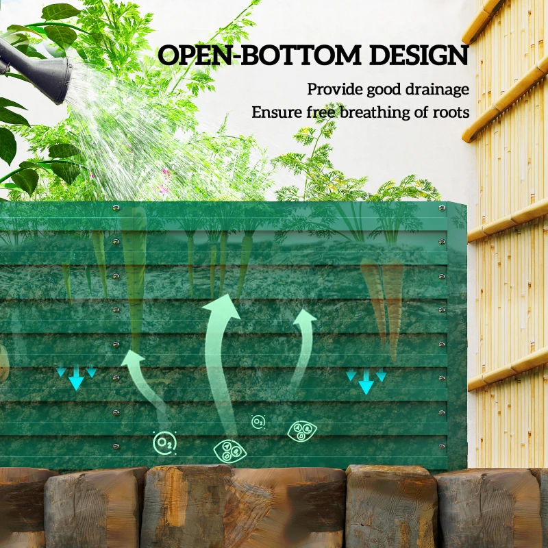 Outsunny 8' x 4' x 2' Raised Garden Bed, Galvanized Planter Box for Growing Flowers, Herbs and Vegetables, Green