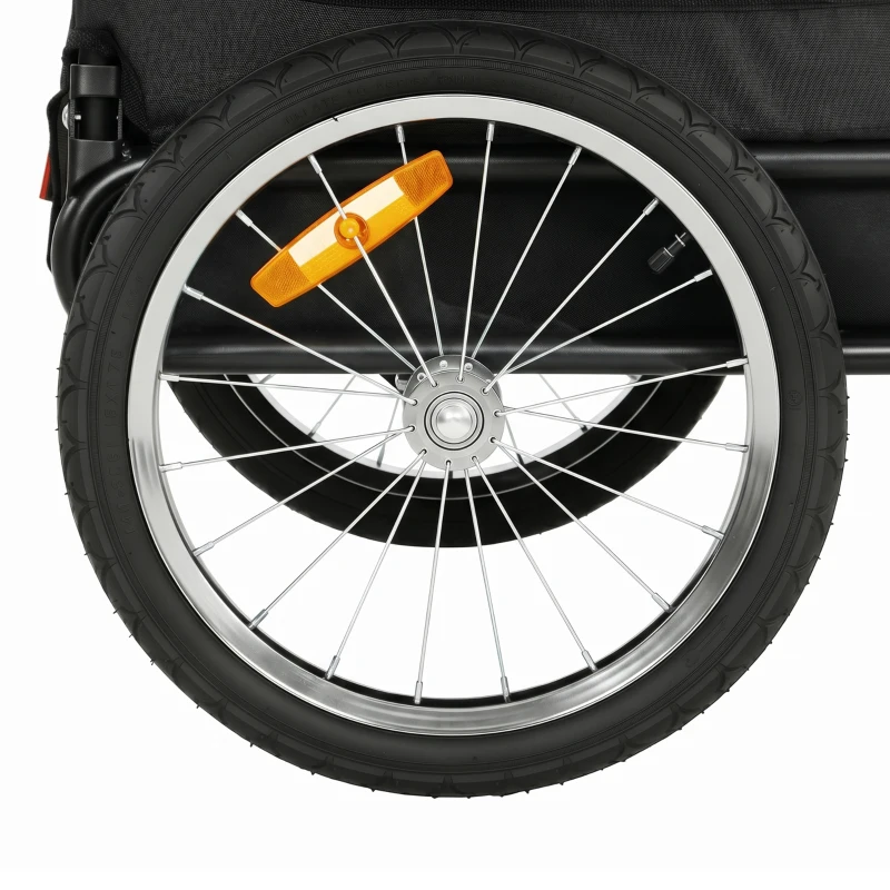 PawHut Dog Bike Trailer, 2-in-1 Dog Stroller with Universal Wheel Reflectors Flag, Grey
