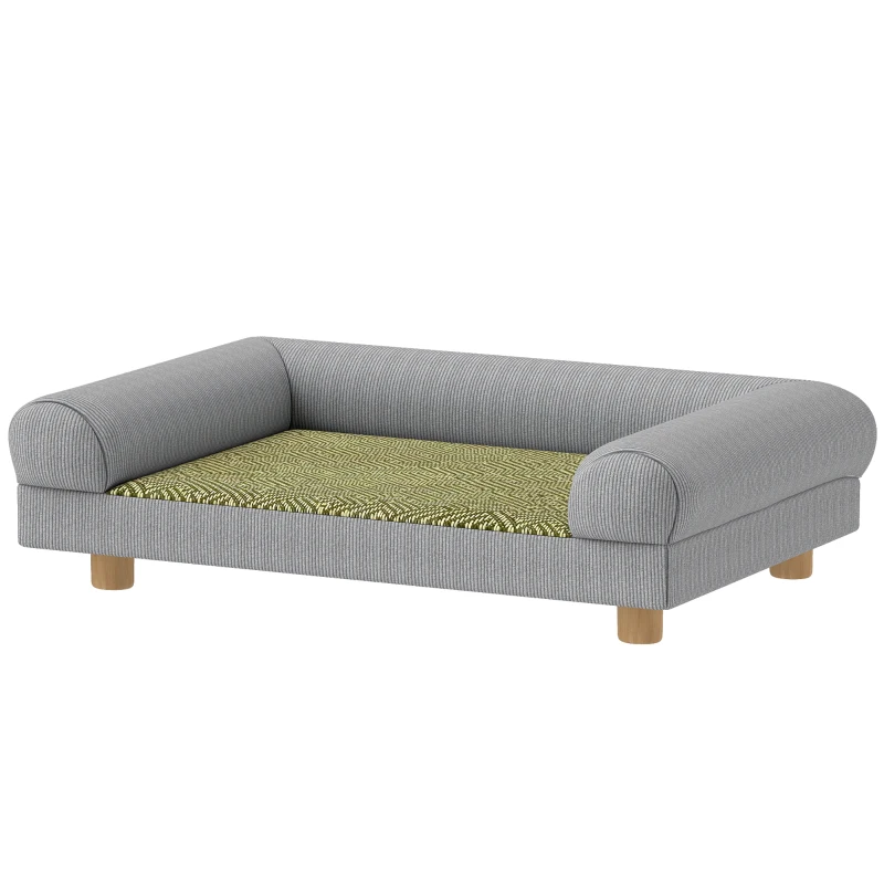 PawHut Pet Sofa, Dog Couch Bed for Small Dogs, Elevated Pet Sofa with Solid Feet for Indoor Kittens, Grey