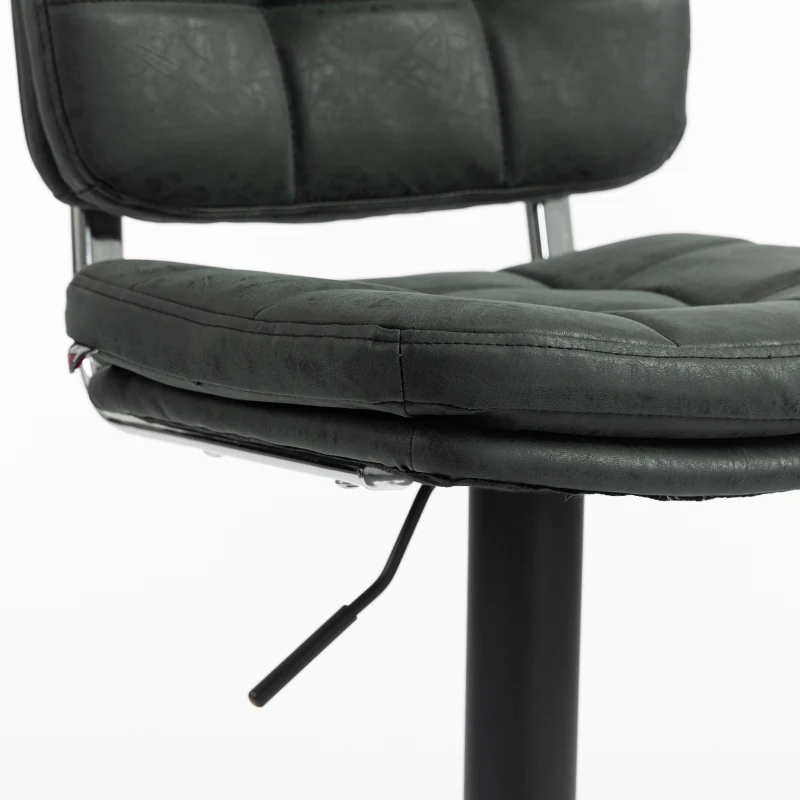 HOMCOM Bar Stools Set of 2, Swivel Counter Height Barstools with Adjustable Height, Back and Footrest, PU Leather Bar Chairs