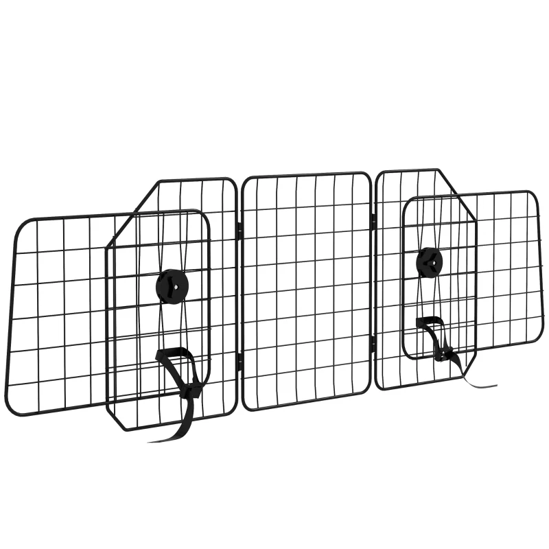 PawHut Dog Car Barrier for SUV, Adjustable Car Divider for Trunk Cargo Area, Heavy-Duty Steel Wire Mesh Barrier, Black
