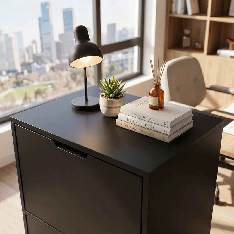 HOMCOM File Cabinet on Wheels Mobile Printer Stand with 5 Drawers for Home Office Black