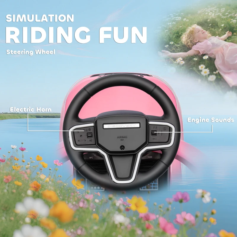 Qaba Land Rover Discovery Licensed 2-in-1 Ride On Push Car with Removable Parent Handle, Under-Seat Storage, Pink