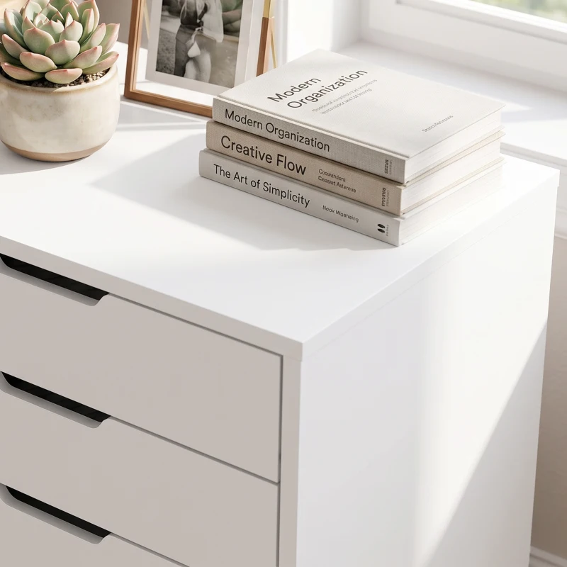 HOMCOM File Cabinet on Wheels Mobile Printer Stand with 5 Drawers for Home Office White