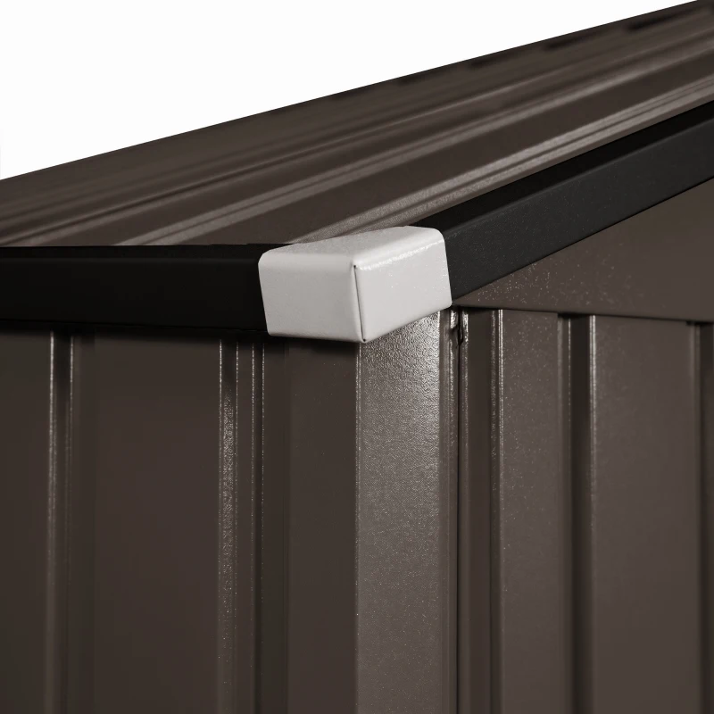 Outsunny 9.1'x6.4'x6.3' Garden Storage Shed w/ Foundation Kit Metal Tool Storage House w/ Double Doors Brown