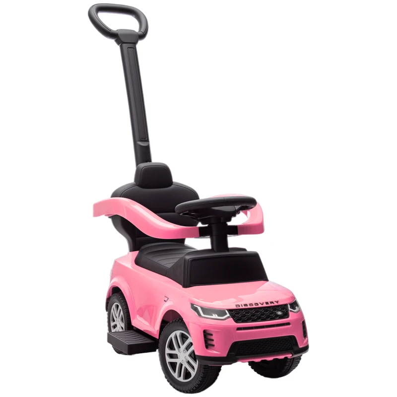 Qaba Land Rover Discovery Licensed 2-in-1 Ride On Push Car with Removable Parent Handle, Under-Seat Storage, Pink