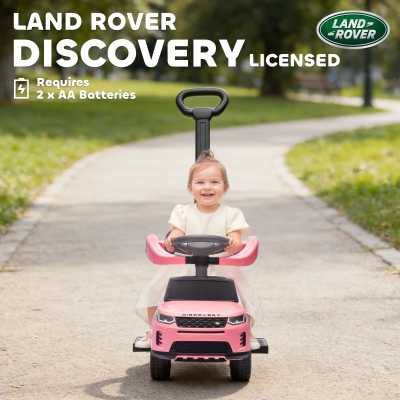 Qaba Land Rover Discovery Licensed 2-in-1 Ride On Push Car with Removable Parent Handle, Under-Seat Storage, Pink