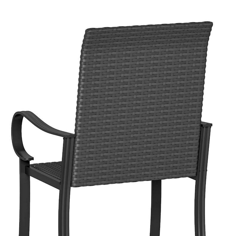 Outsunny 2 Piece PE Rattan Patio Dining Chairs with Steel Frame,  for Garden, Backyard, Pool Side, Porch, Black