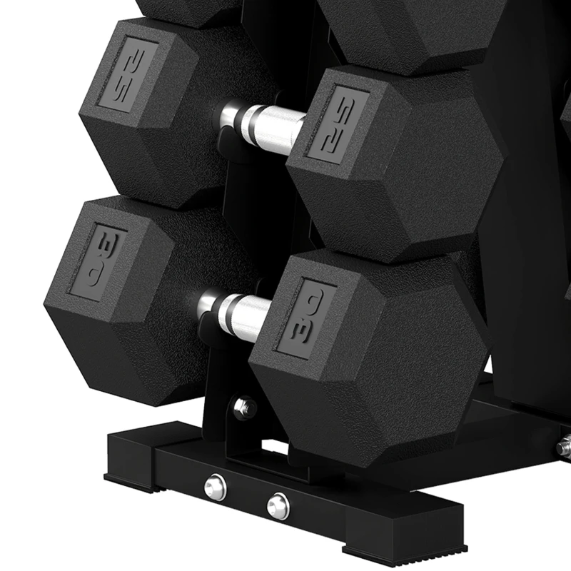 Soozier Hex Dumbbell Weight Set with Vertical Rack, 210lbs Rubber-Coated Dumbbells with Non-Slip Handles
