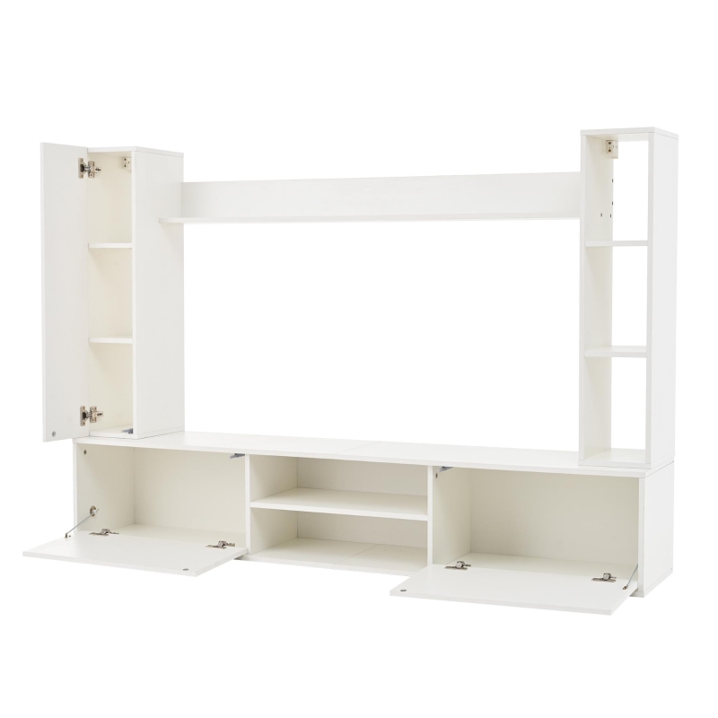 Stylish TV Wall Unit Set for TVs up to 80 Inches with Display Cabinets, Spacious Media TV Cabinet Set with 3 Doors, 71" L x 13.5" W x 48.5" H, White