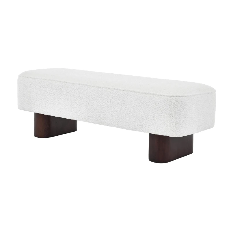 Upholstered Entryway Bench with High-Density Foam, Space-Saving Hallway Seating with Solid Wood Frame, 56.5'' L x 18.5'' W x 18'' H, Walnut