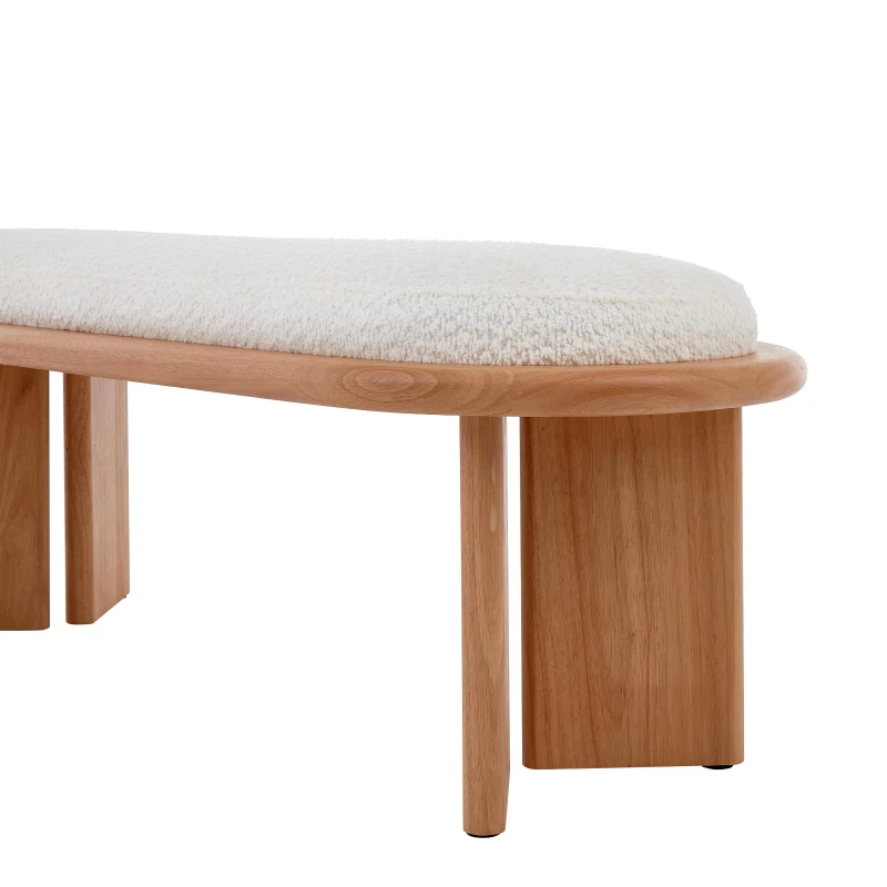 Solid Wood End-of-Bed Bench with High-Resilience Foam, Space-Saving Hallway Seating with Solid Wood Frame, 47'' L x 17.5'' W x 17'' H, Natural Wood