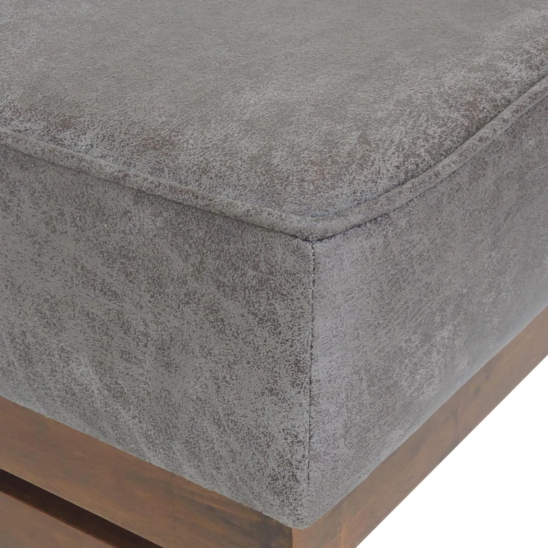 Versatile Faux Leather Cocktail Ottoman with Plush Cushion Top, Large Ottoman Coffee Table with Durable Construction, 48'' L x 27'' W x 15.5'' H, Grey