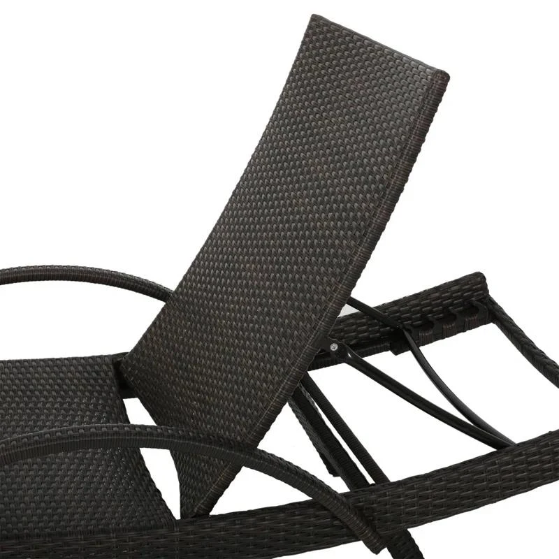 Set of 2 PE Rattan Chaise Lounge with Weather-Resistant Loungers, Adjustable Poolside Recliners with Folding Legs, 78.5'' L x 31'' W x 20.5'' H, Brown Multi