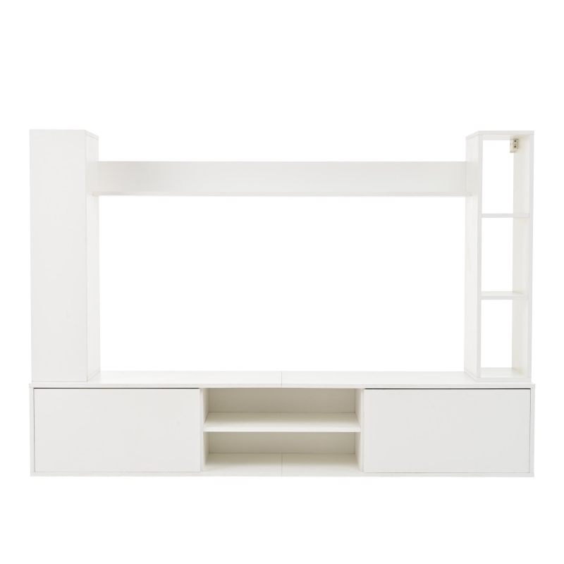 Stylish TV Wall Unit Set for TVs up to 80 Inches with Display Cabinets, Spacious Media TV Cabinet Set with 3 Doors, 71" L x 13.5" W x 48.5" H, White
