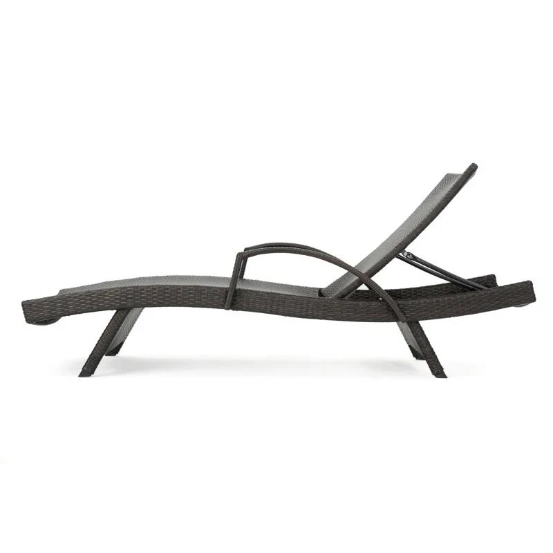 Set of 2 PE Rattan Chaise Lounge with Weather-Resistant Loungers, Adjustable Poolside Recliners with Folding Legs, 78.5'' L x 31'' W x 20.5'' H, Brown Multi