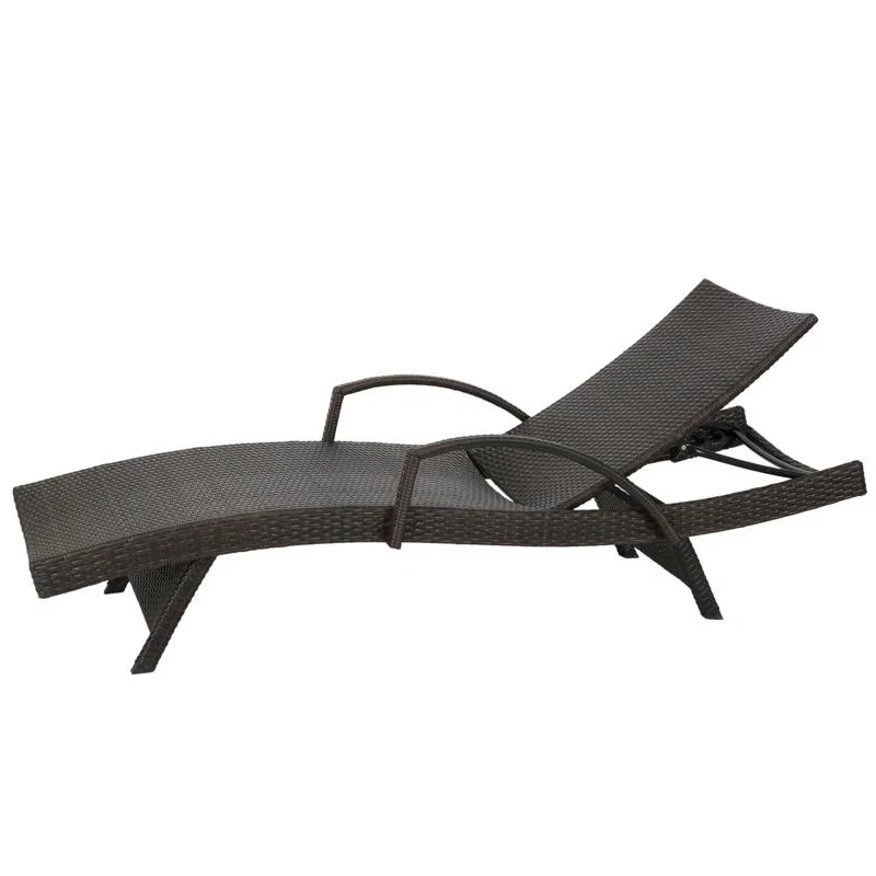 Set of 2 PE Rattan Chaise Lounge with Weather-Resistant Loungers, Adjustable Poolside Recliners with Folding Legs, 78.5'' L x 31'' W x 20.5'' H, Brown Multi