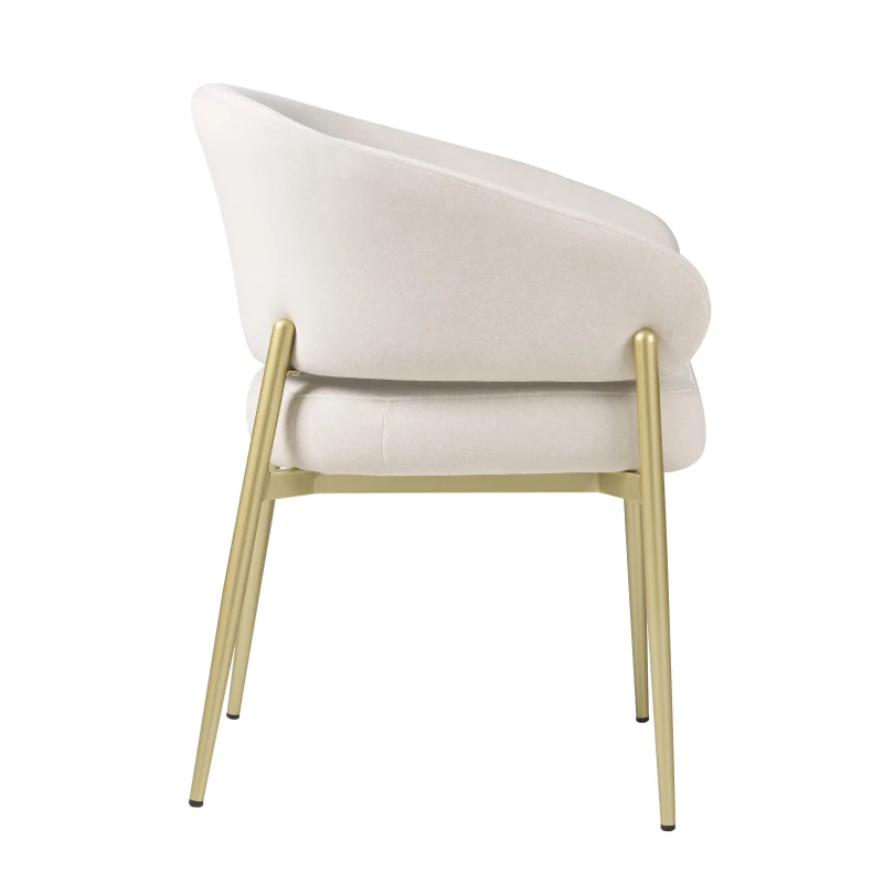 2-Piece Fabric Upholstered Kitchen Side Chairs with Curved Back, Modern Dining Chairs with High-Density Foam, 22.5'' L x 24'' W x 30.5'' H, Beige