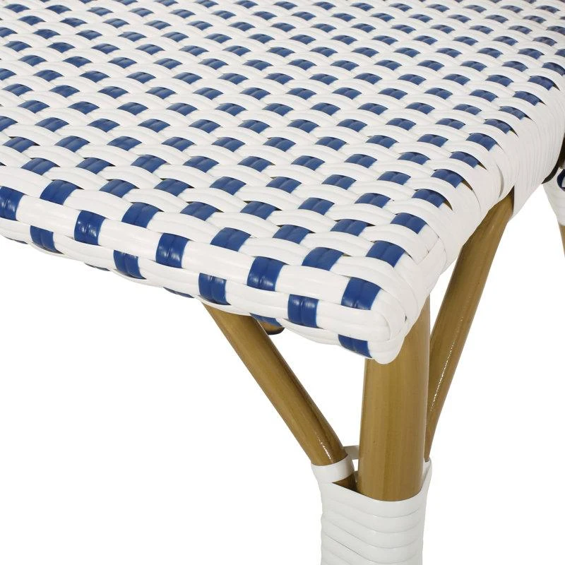 Set of 2 Outdoor Bistro Chairs with PE Rattan Weave, PE Rattan Seating with Aluminum Rust-Resistant Frame, 19'' L x 21.5'' W x 35'' H, Blue