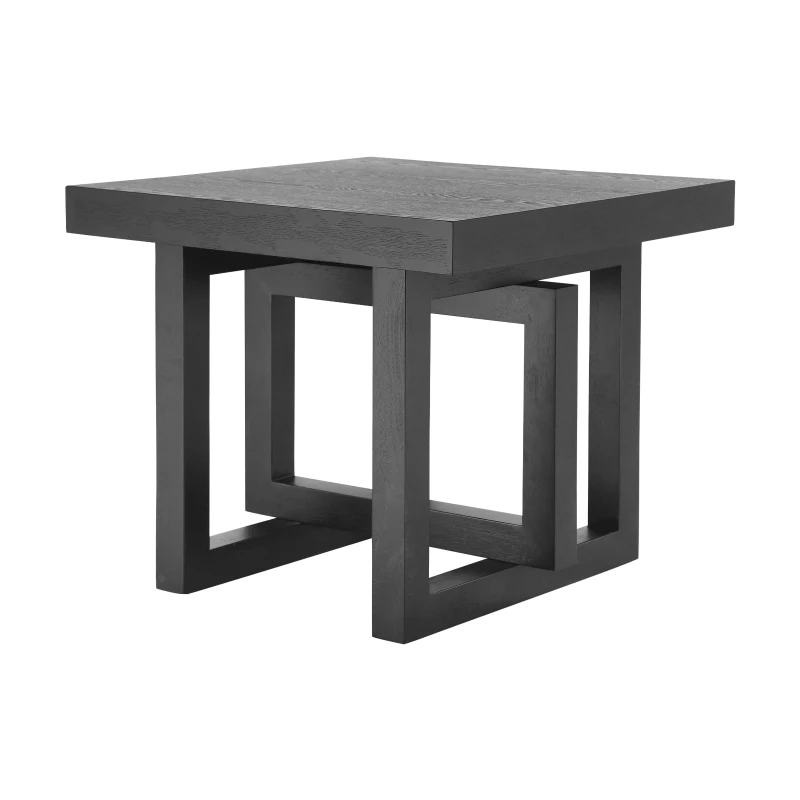 Solid Wood End Table with Non-Slip Feet and Compact Surface, Farmhouse Side Table for Small Spaces and Sofa Accent, 23.5'' L x 23.5'' W x 20.5'' H, Black