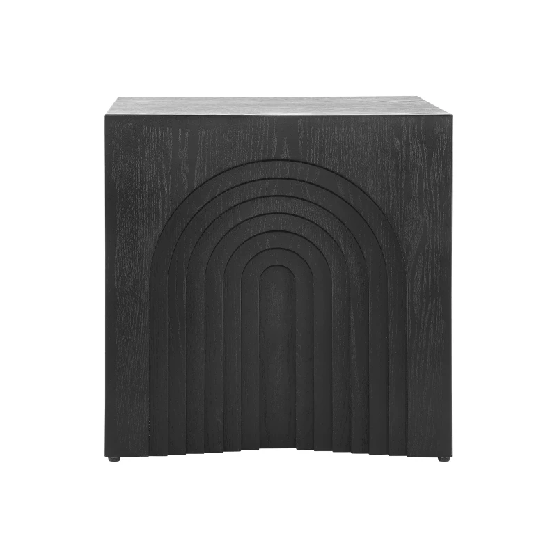 Wooden End Table with Spacious Top and Rubber Pads, No-Assembly Small Side Table for Small Spaces and Bedroom, 19'' L x 19'' W x 19'' H, Black