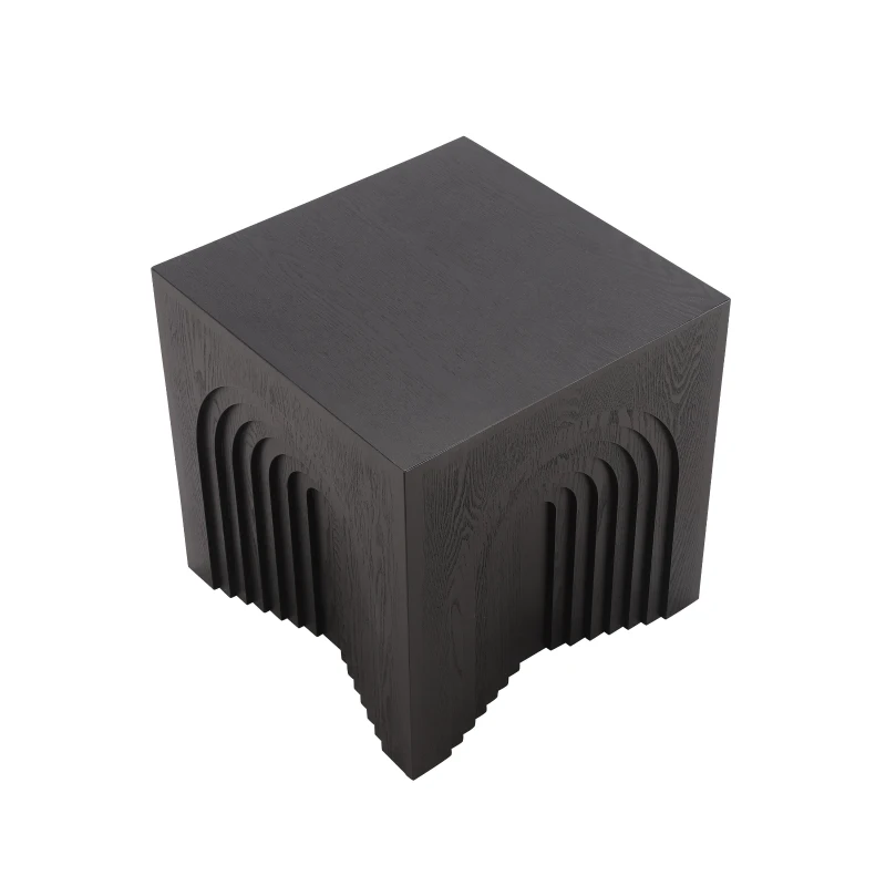 Wooden End Table with Spacious Top and Rubber Pads, No-Assembly Small Side Table for Small Spaces and Bedroom, 19'' L x 19'' W x 19'' H, Black