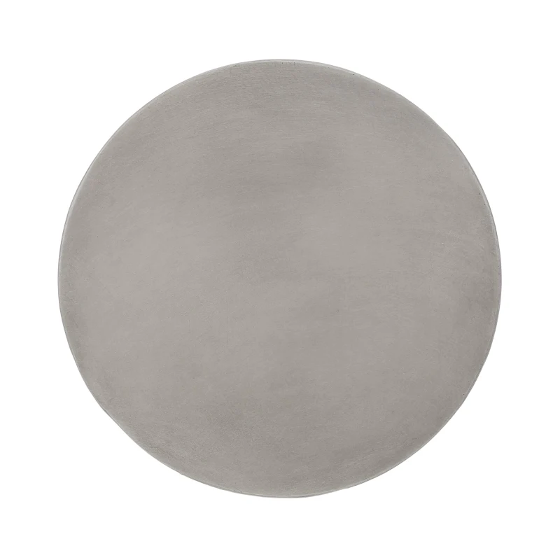 Outdoor Concrete Side Table with Subtly Fluted Cylindrical Base, Fluted Cylindrical Accent Table with Soft Wave Edge, 18'' L x 18'' W x 20.5'' H, Light Grey