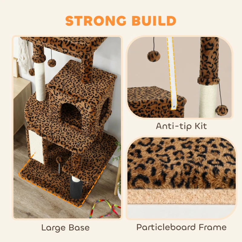 PawHut 52 Inch Cat Tree with Scratching Posts, Cat Bed, Condo, Jumping Platforms, Toy Balls, Anti-tip Kit