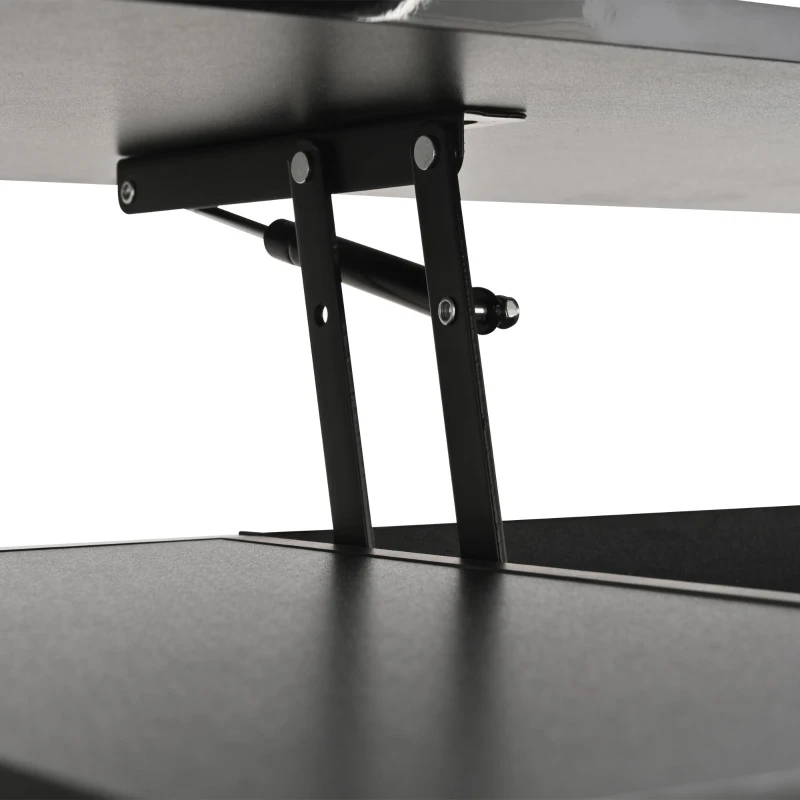 4-in-1 Coffee Table with Height-Adjustable Hydraulic Lift, Versatile Center Table with 2 Soft-Close Drawers, 39.5" L x 19.5" W x 23" H, Black