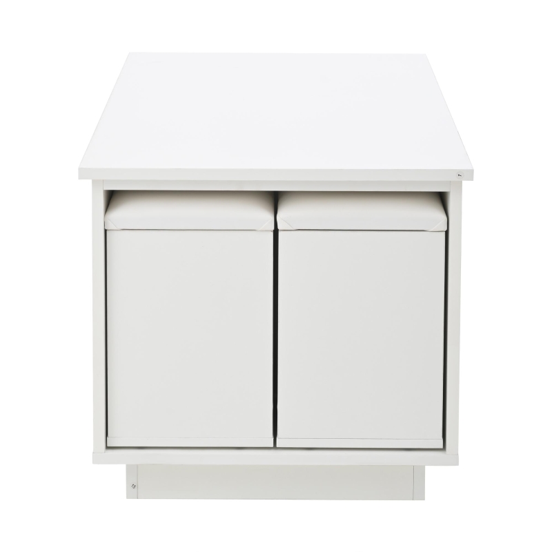 4-in-1 Coffee Table with Height-Adjustable Hydraulic Lift, Versatile Center Table with 2 Soft-Close Drawers, 39.5" L x 19.5" W x 23" H, White