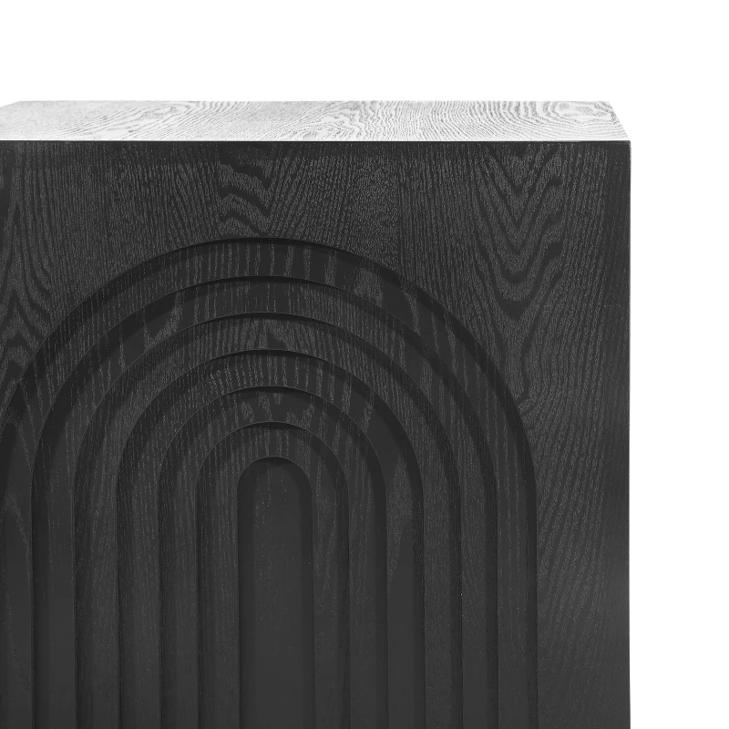 Wooden End Table with Spacious Top and Rubber Pads, No-Assembly Small Side Table for Small Spaces and Bedroom, 19'' L x 19'' W x 19'' H, Black