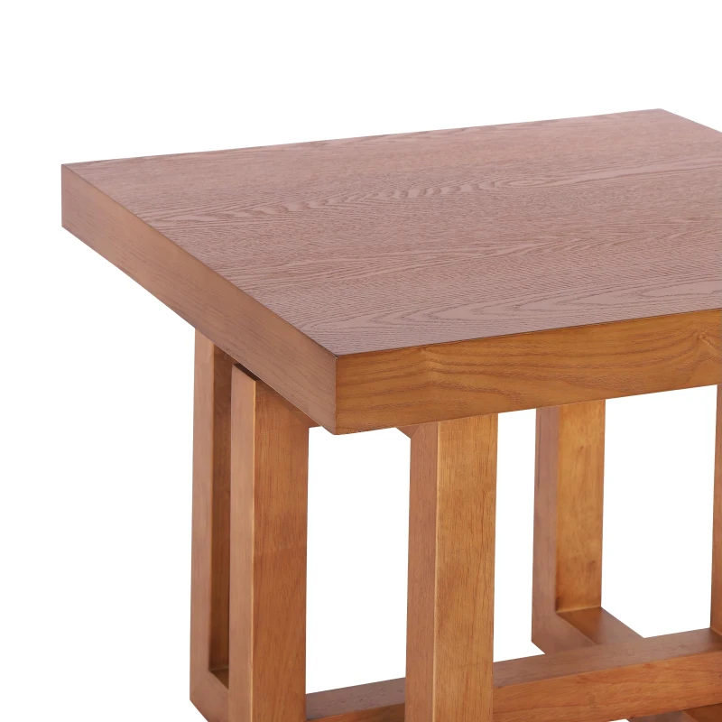 Solid Wood End Table with Sturdy Solid Wood Construction, Bedside Accent Table with Non-Slip Feet, 23.5'' L x 23.5'' W x 20.5'' H, Walnut