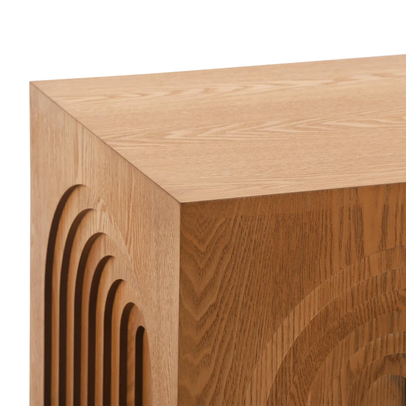 Farmhouse End Table with Rubber Floor-Protecting Pads, Accent Coffee Table for Living Room or Bedroom, 19'' L x 19'' W x 19'' H, Natural + Light Brown