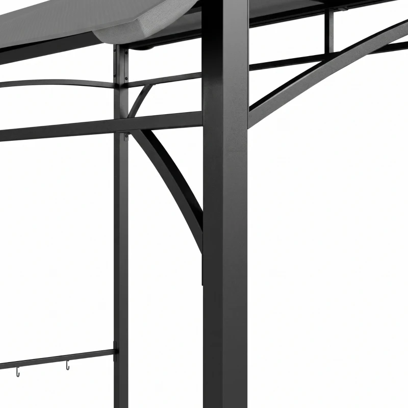 Outsunny 7' x 5' Garden Grill Canopy, BBQ Grill Gazebo Tent with Steel Frame and Hooks, Outdoor Sun Shade, Charcoal Grey