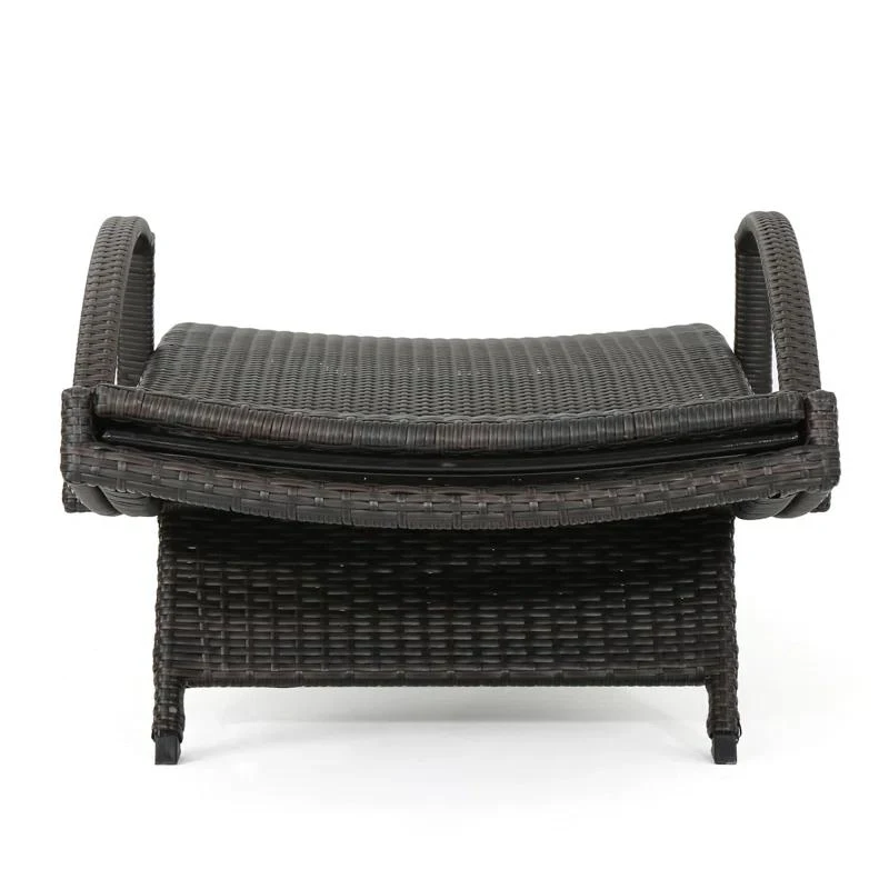 Set of 2 PE Rattan Chaise Lounge with Weather-Resistant Loungers, Adjustable Poolside Recliners with Folding Legs, 78.5'' L x 31'' W x 20.5'' H, Brown Multi