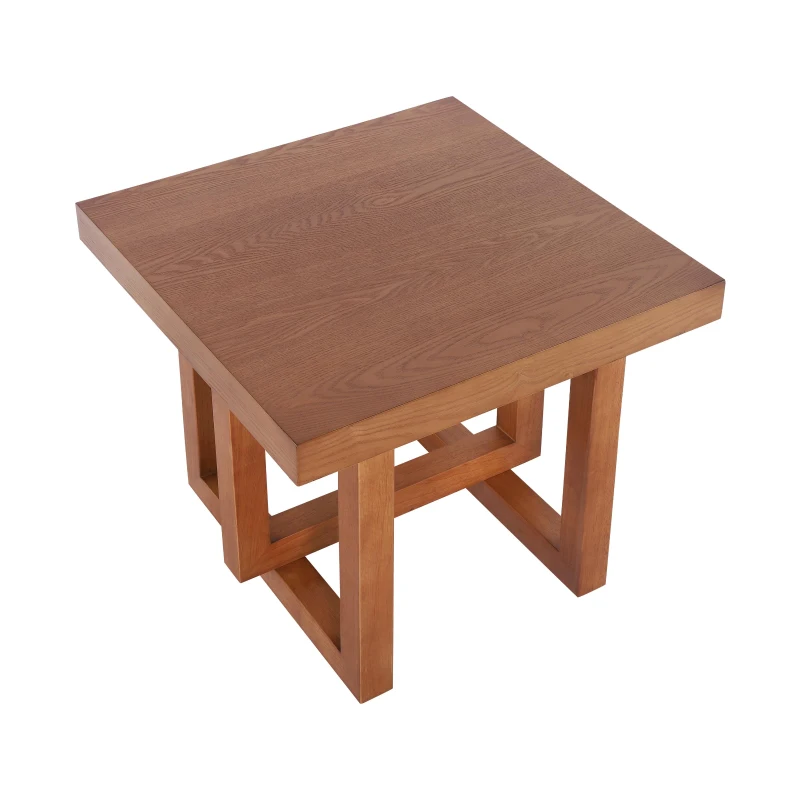 Solid Wood End Table with Sturdy Solid Wood Construction, Bedside Accent Table with Non-Slip Feet, 23.5'' L x 23.5'' W x 20.5'' H, Walnut