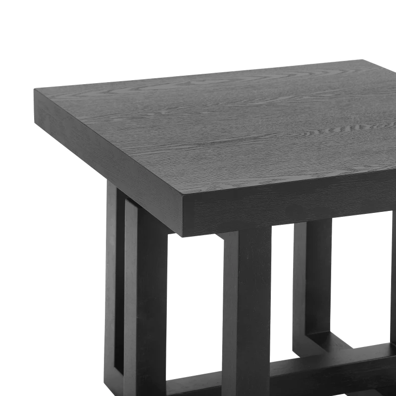 Solid Wood End Table with Non-Slip Feet and Compact Surface, Farmhouse Side Table for Small Spaces and Sofa Accent, 23.5'' L x 23.5'' W x 20.5'' H, Black