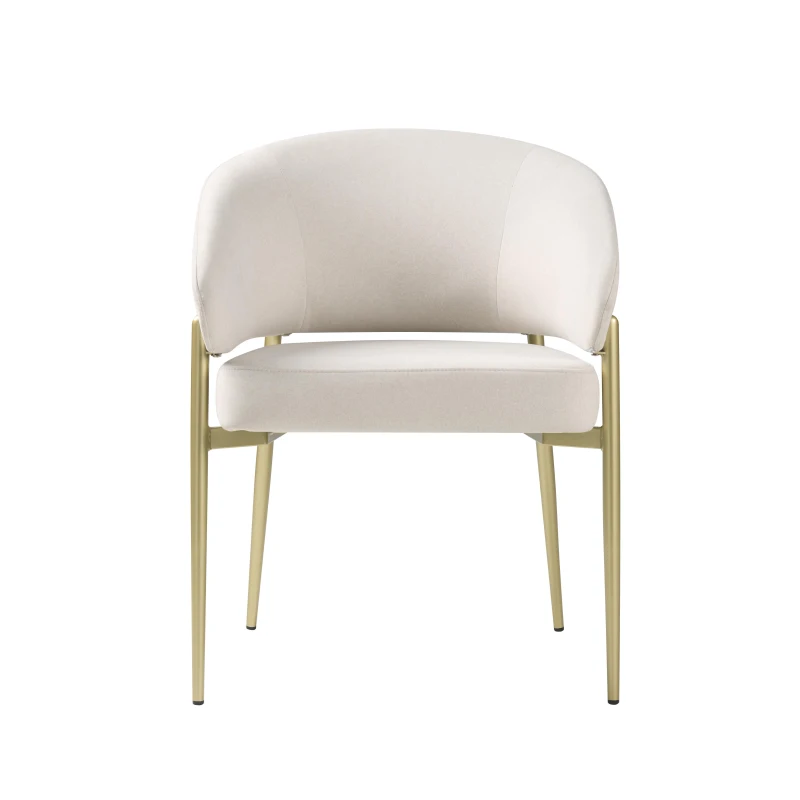 2-Piece Fabric Upholstered Kitchen Side Chairs with Curved Back, Modern Dining Chairs with High-Density Foam, 22.5'' L x 24'' W x 30.5'' H, Beige